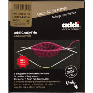 Addi Crazy Trios 21cm x 2.25mm Flexible Double Ended Knitting Needles, 3Pc Set