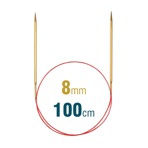 Addi Circular Needle 100cm x 8.00mm, Brass, Lace Long 755-7