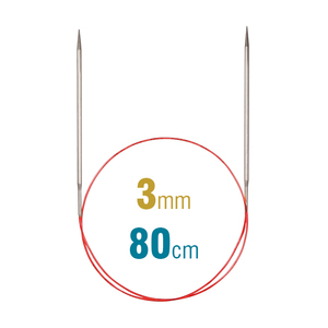 Addi Circular Needle 775-7, 80cm x 3.00mm, White Brass, With Extra Sharp Tips