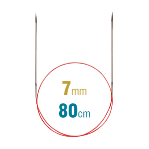 Addi Circular Needle 775-7, 80cm x 7.00mm, White Brass, With Extra Sharp Tips