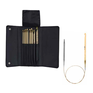 Addi Addiclick Knooking, Crochet Assorted Pouch, Addiclick Aluminium/Plastic Anodised Gold