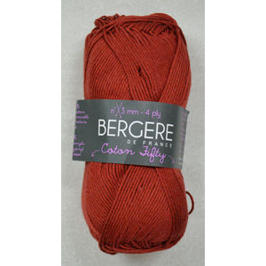 Bergere Yarn, Coton Fifty, 50/50 Cotton/Acrylic, 50g Ball 140m, Auburn (42658)