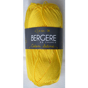 Bergere Yarn, Coton Satine 100% Mercerised Cotton, 50g, Jaune