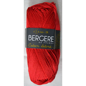 Bergere Yarn, Coton Satine 100% Mercerised Cotton, 50g, Rouge