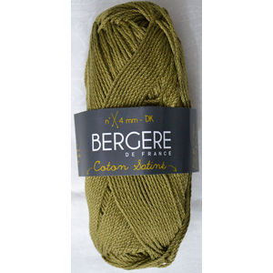 Bergere Yarn, Coton Satine 100% Mercerised Cotton, 50g, Kaki
