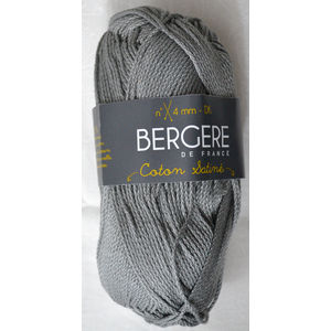 Bergere Yarn, Coton Satine 100% Mercerised Cotton, 50g, Gris