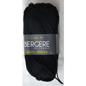 Bergere Yarn, Coton Satine 100% Mercerised Cotton, 50g, Noir