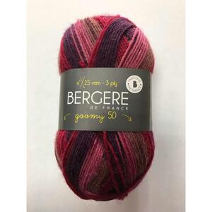 Bergere Goomy 50 Yarn, 75% Wool 25% Polyamide, 50g Ball, Imprim Cassis