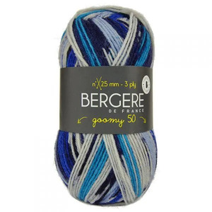 Bergere Goomy 50 Yarn, 75% Wool 25% Polyamide, 50g Ball, Imprim Lagon
