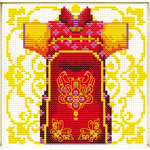 No Count Cross Stitch Kit Male Geisha Red 12 x 12cm