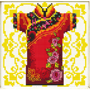 No Count Cross Stitch Kit Male Geisha Rose 12 x 12cm