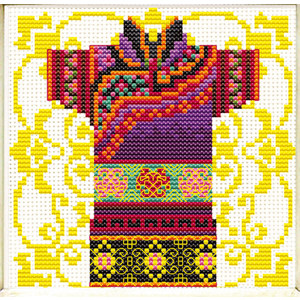 No Count Cross Stitch Kit Male Geisha Mauve 12 x 12cm