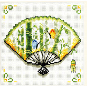 No Count Cross Stitch Kit Bamboo Fan 12 x 12cm