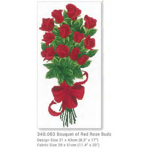 No Count Cross Stitch Kit Bouquet of Red Rose Buds 21 x 43cm