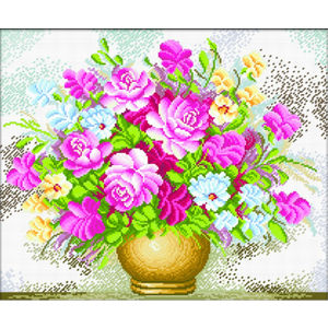 No Count Cross Stitch Kit VASE OF FLOWERS MC440.008, 39 x 32cm