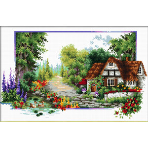 ENGLISH COTTAGE STREAM MC440.042, No Count Cross Stitch Kit, 40 x 24cm