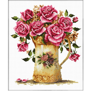 Needleart World, ANTIQUE FLOWER VASE, No Count Cross Stitch Kit, 26 x 29cm