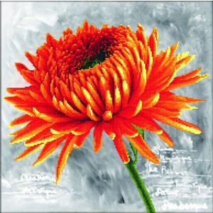 ORANGE DAHLIA MC450.017, No Count Cross Stitch 43 x 43cm On 11 Count Aida