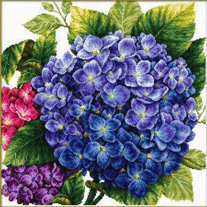 NeedleArt World HYDRANGER No Count Cross Stitch Kit, 40 x 40cm, 14 Count Aida