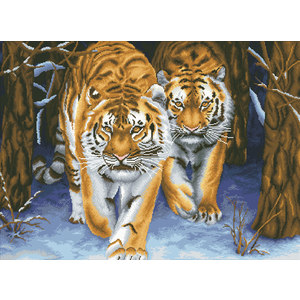 Needleart World No Count Cross Stitch Kit, STALKING TIGERS, 85 x 62cm