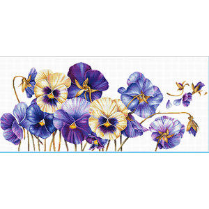 PURPLE PANSIES MC840.073, No Count Cross Stitch Kit, 97 x 42cm