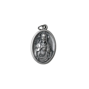 SACRED HEART OF JESUS Medal Pendant, SILVER TONE, 22mm x 15mm