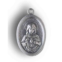 SACRED HEART OF MARY Medal Pendant, SILVER TONE, 22mm X 15mm, MADE IN ITALY