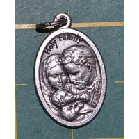 HOLY FAMILY Medal Pendant, SILVER TONE, 22mm X 15mm, MADE IN ITALY 