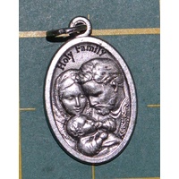 HOLY FAMILY Medal Pendant, SILVER TONE, 22mm X 15mm, MADE IN ITALY 