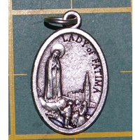 OUR LADY OF FATIMA Medal Pendant, SILVER TONE, 22mm X 15mm, MADE IN ITALY