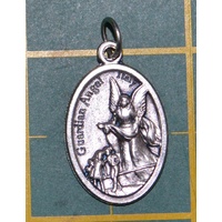 GUARDIAN ANGEL Medal Pendant, SILVER TONE, 22mm X 15mm, MADE IN ITALY