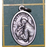 SAINT ANTHONY Medal Pendant, SILVER TONE, 22mm X 15mm, MADE IN ITALY
