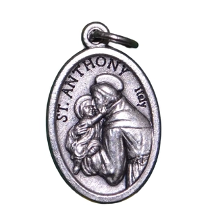 SAINT ANTHONY Medal Pendant, SILVER TONE, 22mm X 15mm, MADE IN ITALY