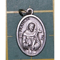 SAINT FRANCIS Medal Pendant, SILVER TONE, 22mm X 15mm, MADE IN ITALY