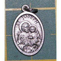 SAINT JOSEPH Medal Pendant, SILVER TONE, 22mm X 15mm, MADE IN ITALY