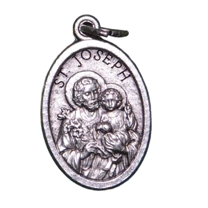 SAINT JOSEPH Medal Pendant, SILVER TONE, 22mm X 15mm, MADE IN ITALY