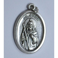 SAINT JUDE Medal Pendant, SILVER TONE, 22mm X 15mm, MADE IN ITALY