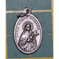 SAINT THERESA Medal Pendant, SILVER TONE, 22mm X 15mm, MADE IN ITALY