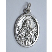 SAINT THERESA Medal Pendant, SILVER TONE, 22mm X 15mm, MADE IN ITALY