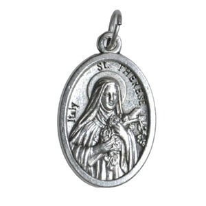 SAINT THERESA Medal Pendant, SILVER TONE, 22mm X 15mm, MADE IN ITALY