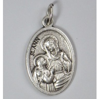 SAINT ANN Medal Pendant, SILVER TONE, 22mm X 15mm, MADE IN ITALY