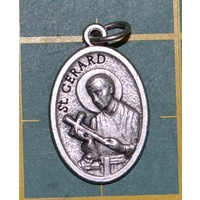 SAINT GERARD Medal Pendant, SILVER TONE, 22mm X 15mm, MADE IN ITALY