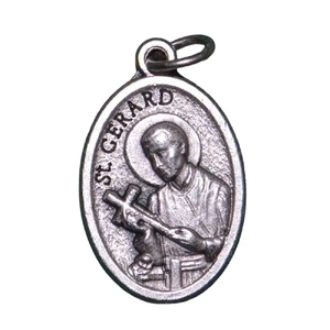 SAINT GERARD Medal Pendant, SILVER TONE, 22mm X 15mm, MADE IN ITALY