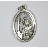 SAINT RITA Medal Pendant, SILVER TONE, 22mm X 15mm, MADE IN ITALY
