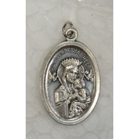 OUR LADY OF PERPETUAL HELP Medal Pendant, SILVER TONE, 22mm X 15mm, MADE IN ITALY