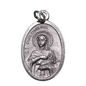 SAINT PHILOMENIA VIRGIN AND MARTYR Medal Pendant, SILVER TONE, 22mm X 15mm