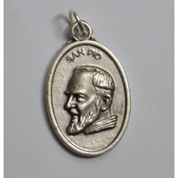 PADRE PIO (SAN PIO) Medal Pendant, SILVER TONE, 22mm X 15mm, MADE IN ITALY