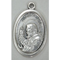 PADRE PIO Medal Pendant, SILVER TONE, 22mm X 15mm, MADE IN ITALY