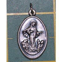 OUR LADY MADJUGORJE Medal Pendant, SILVER TONE, 22mm X 15mm, MADE IN ITALY