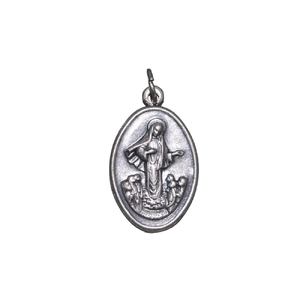 OUR LADY MADJUGORJE Medal Pendant, SILVER TONE, 22mm X 15mm, MADE IN ITALY